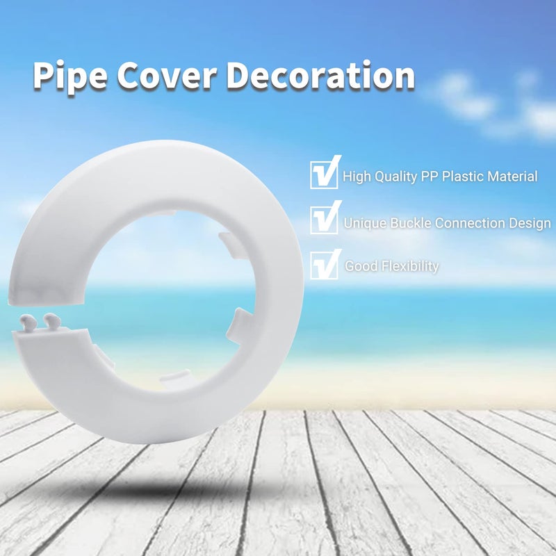MroMax Fit 1.57" White Plastic PP Pipe Cover, 40mm 1Pc Flange Water Pipe Radiator Decoration Escutcheon, Snap-On Cap for Sink Drain and Vent Pipes, to Hide Gaps and Update Plumbing Look - Image 2